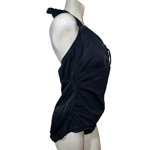 Jantzen Classics Womens Black Ruched One Piece Halter Swimsuit 22W JZSS5596 NEW - Picture 3 of 10